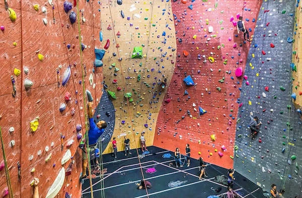 Indoor rock wall being climbing walls at Vertical Wall in Seattle